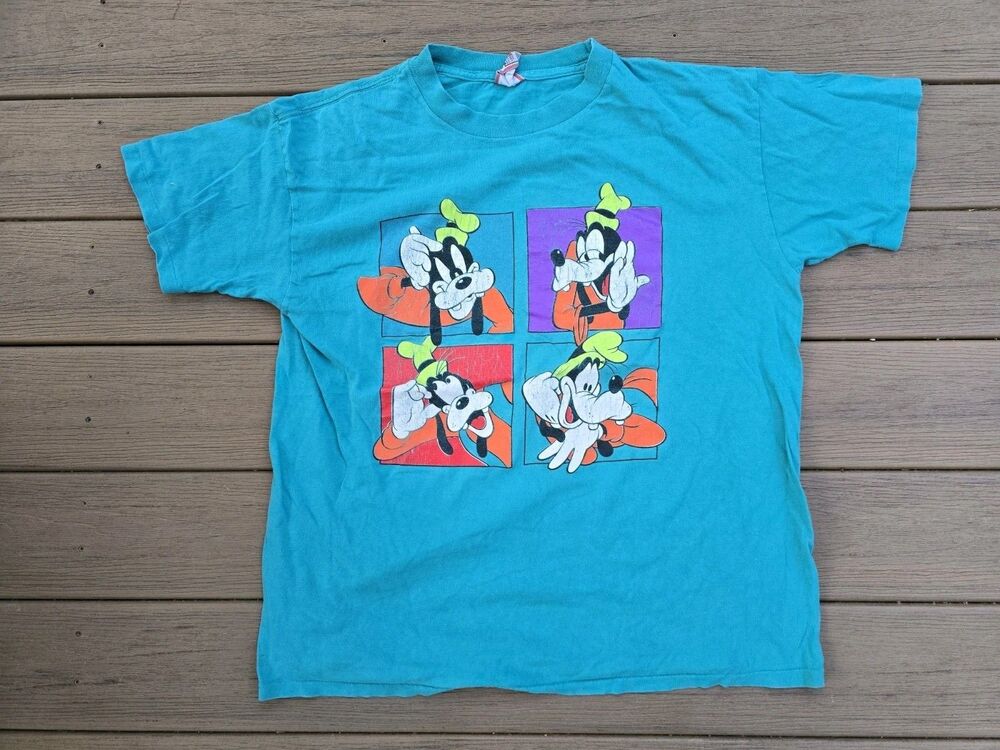Vintage 90s Disney Designs Goofy Expressions Y2K Short Sleeve T-Shirt Size L /XL